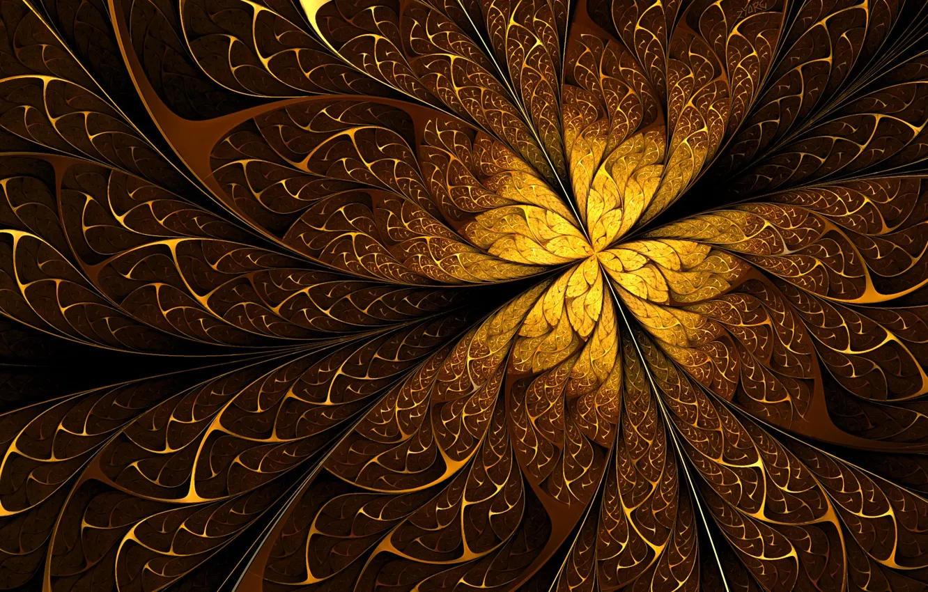 Photo wallpaper line, abstraction, gold, patterns, fractal