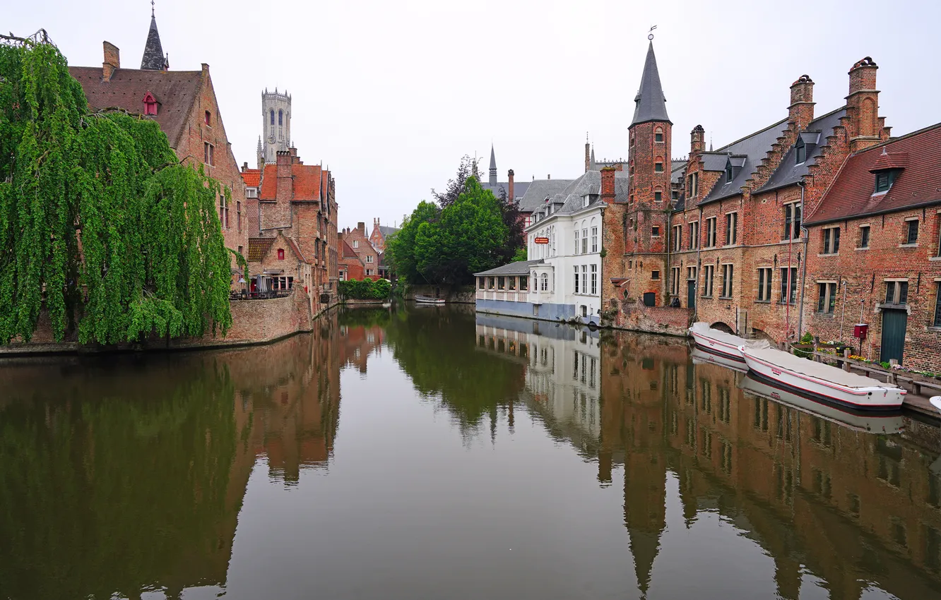 Photo wallpaper home, Belgium, Bruges, water channel