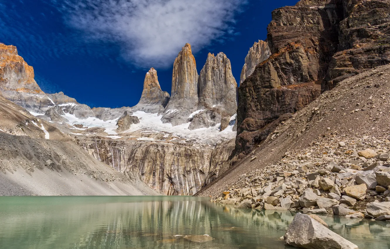 Photo wallpaper landscape, mountains, nature, rock, lake, Chile, Patagonia