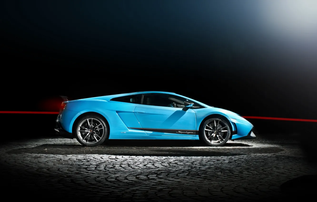 Photo wallpaper blue, profile, gallardo, lamborghini, drives, blue, Lamborghini, Gallardo