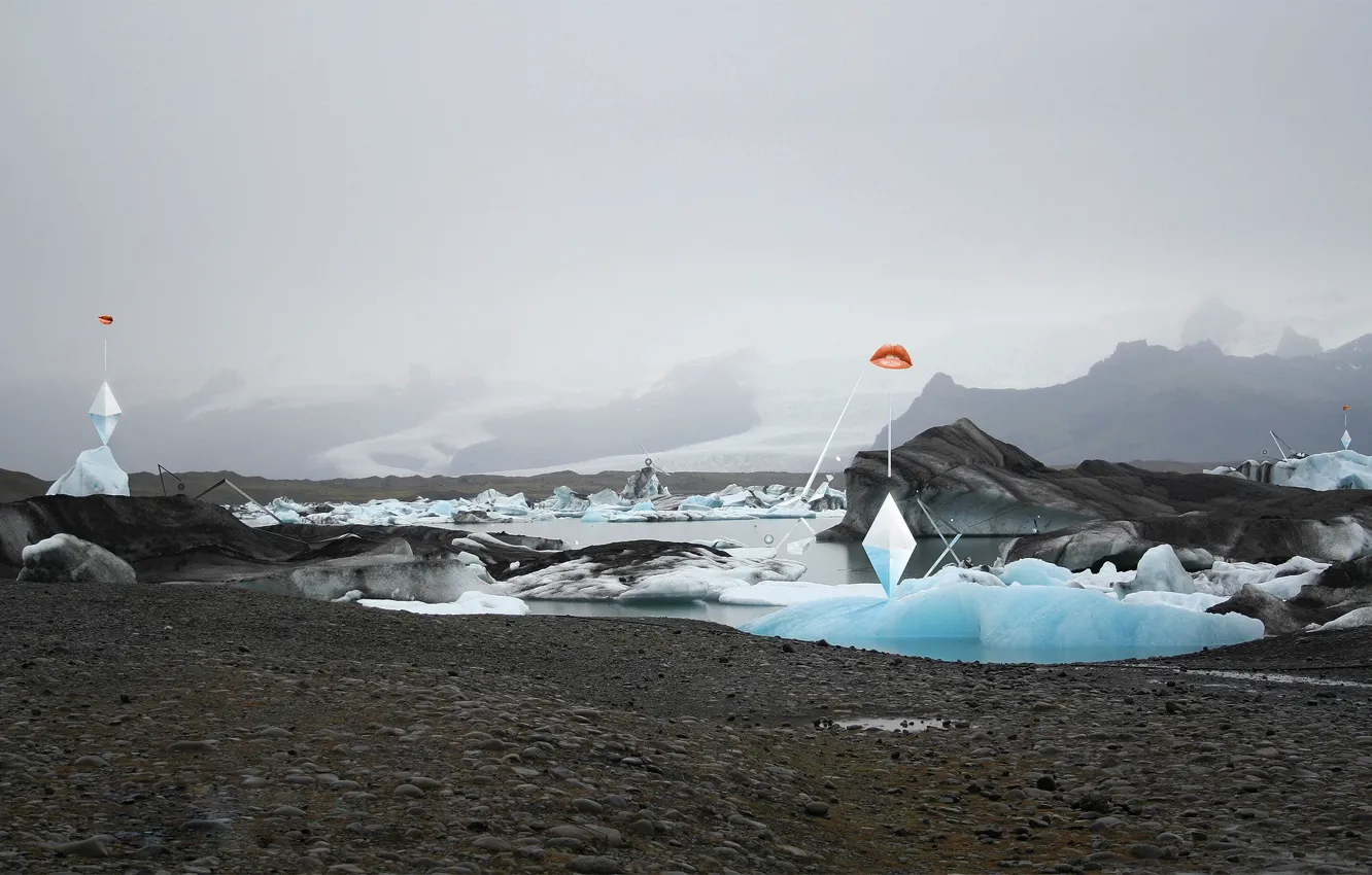 Photo wallpaper ice, stones, treatment