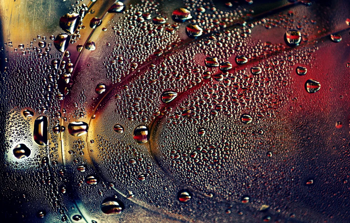 Photo wallpaper drops, macro, texture, wet glass
