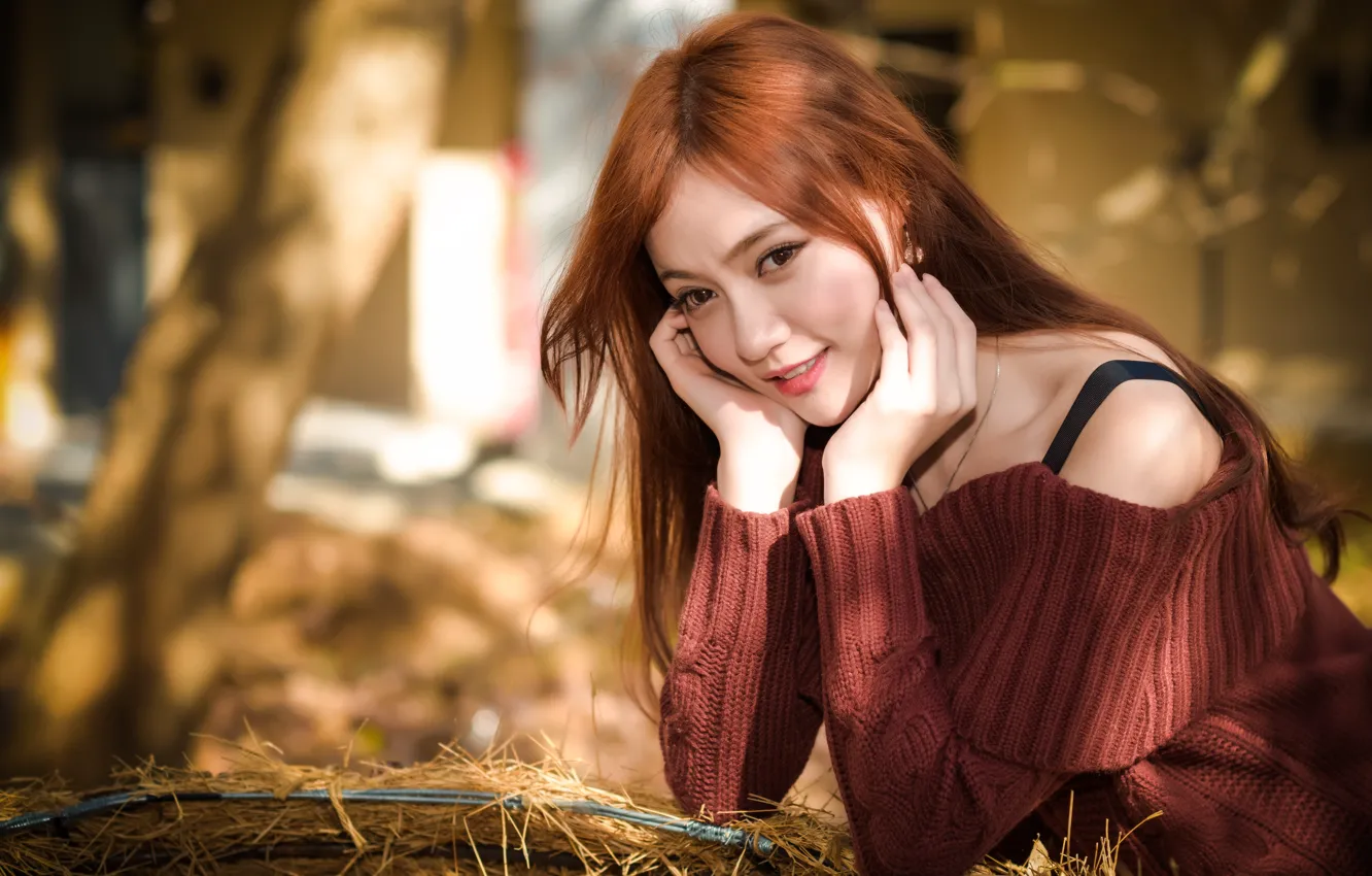 Photo wallpaper look, girl, smile, hair, Asian, cutie