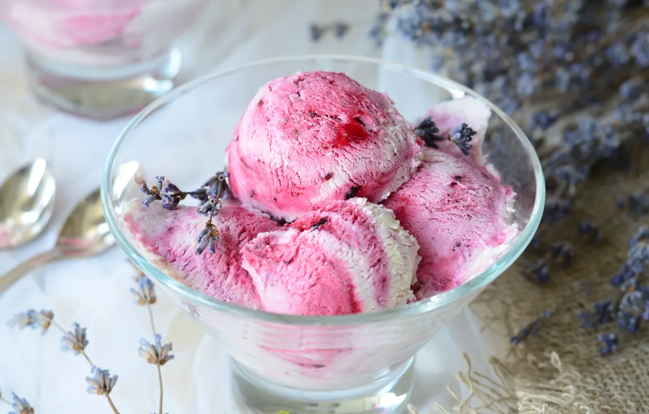 Photo wallpaper balls, ice cream, dessert, lavender, treat
