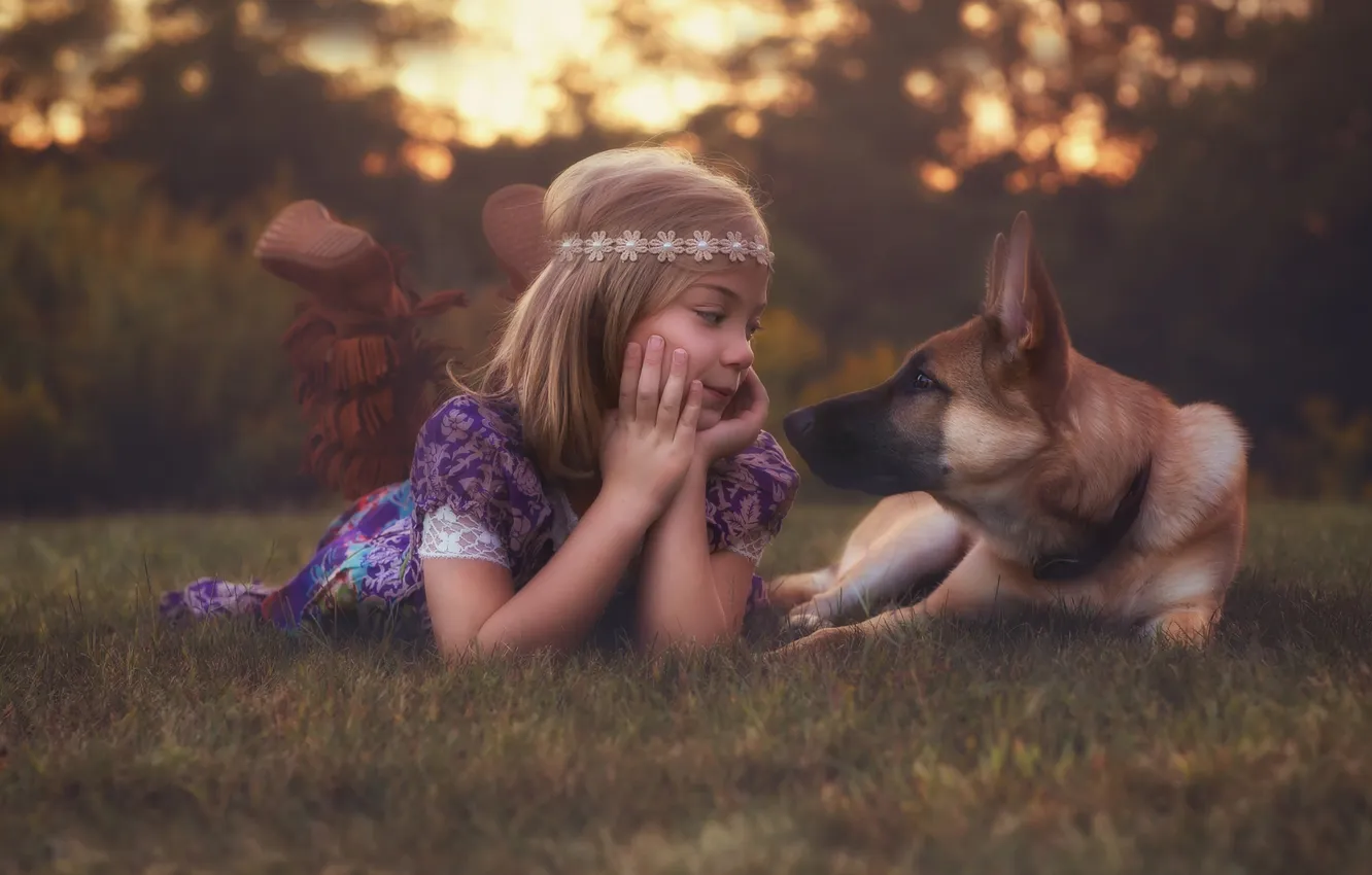 Photo wallpaper dog, girl, Best Friends, Lorna Oxenham