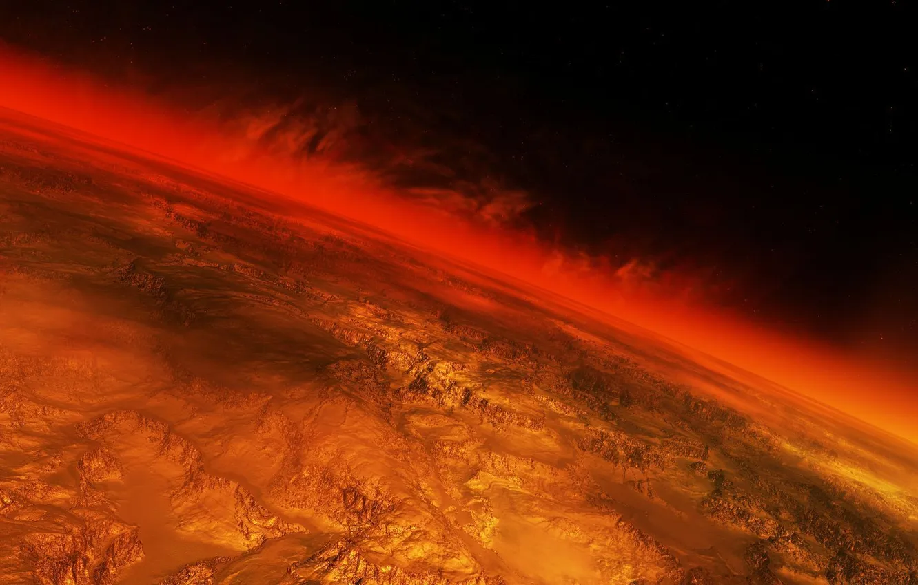 Photo wallpaper flame, planet, storm, The End