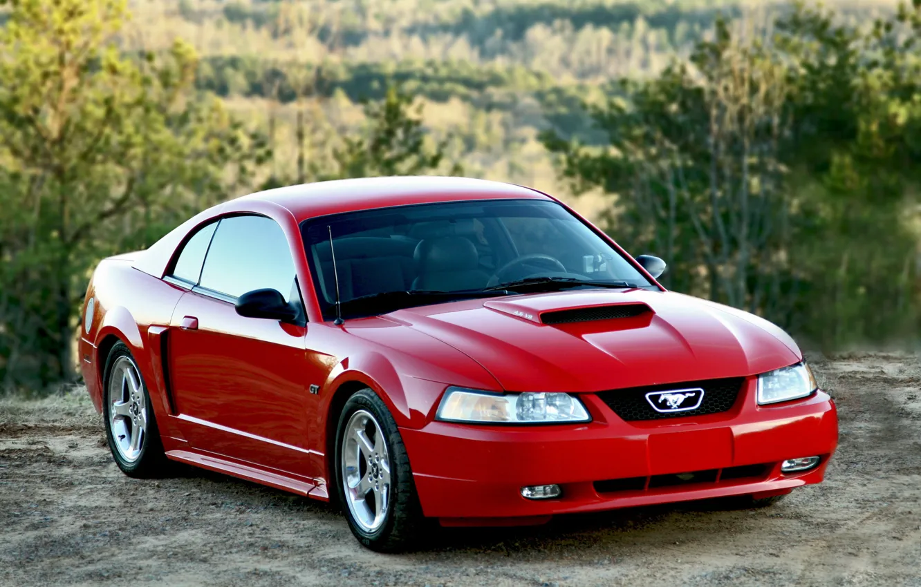 Photo wallpaper Mustang, Ford, red, 2004