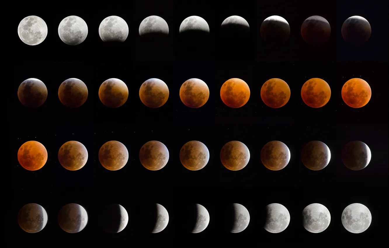 Photo wallpaper the moon, Eclipse, phase, Lunar Eclipse