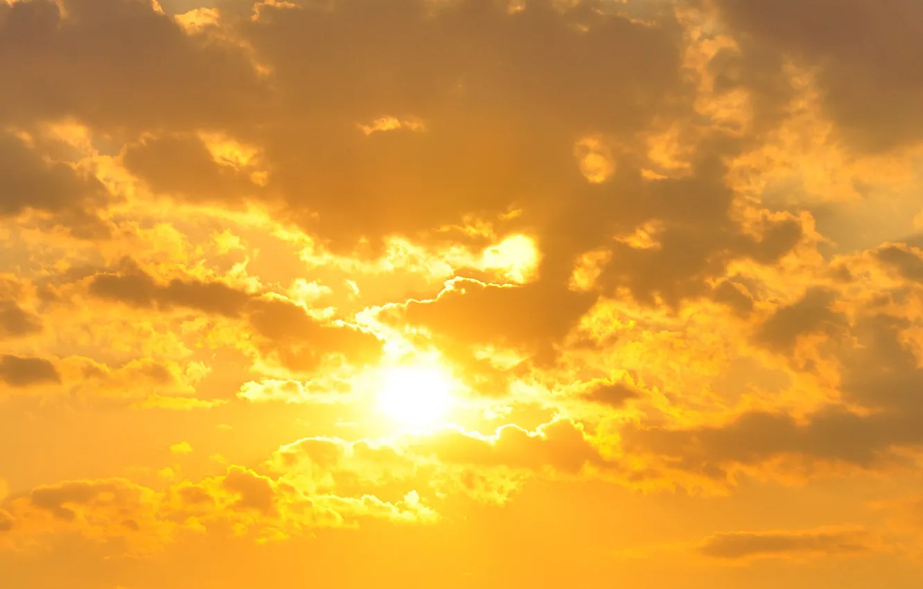 Photo wallpaper the sky, the sun, clouds, sunset