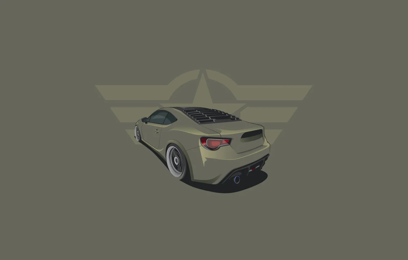 Photo wallpaper car, Subaru, BRZ, Rear, Minimalistic, Haki