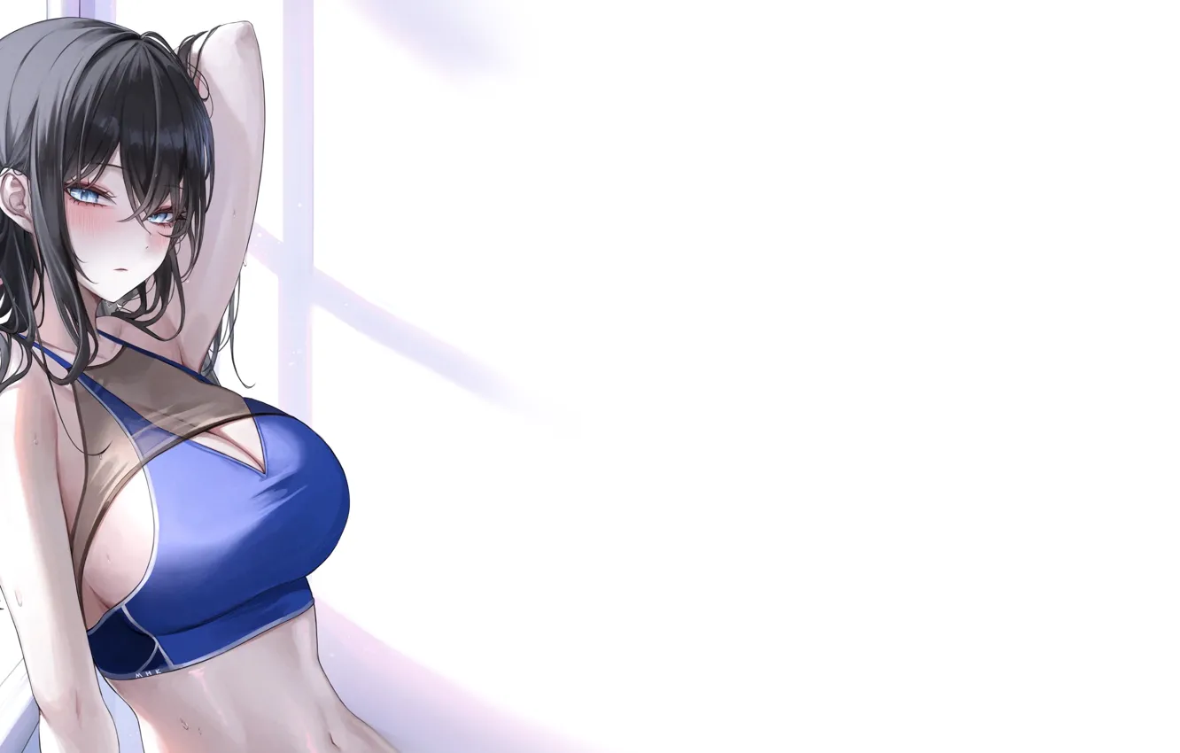 Photo wallpaper girl, hot, wet, boobs, anime, pretty, breasts, babe