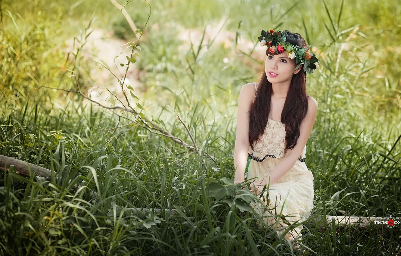 Photo wallpaper girl, pose, Asian