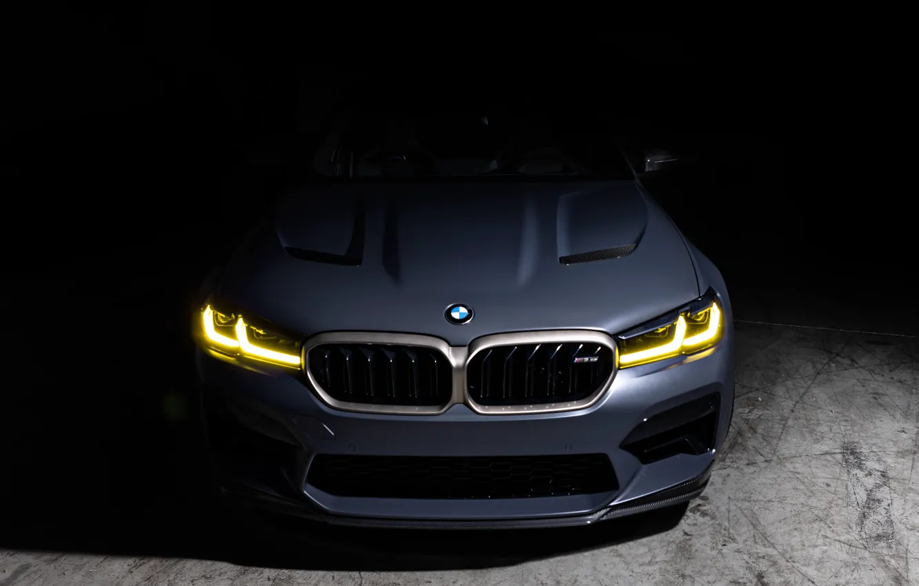 Photo wallpaper BMW, Front, Lights, Shadow, Face, M5 CS
