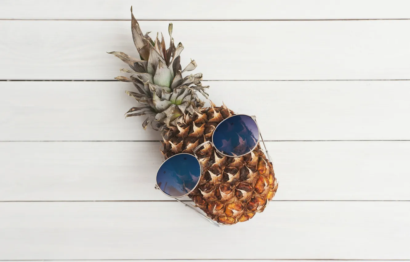 Photo wallpaper creative, background, mood, humor, glasses, fruit, pineapple