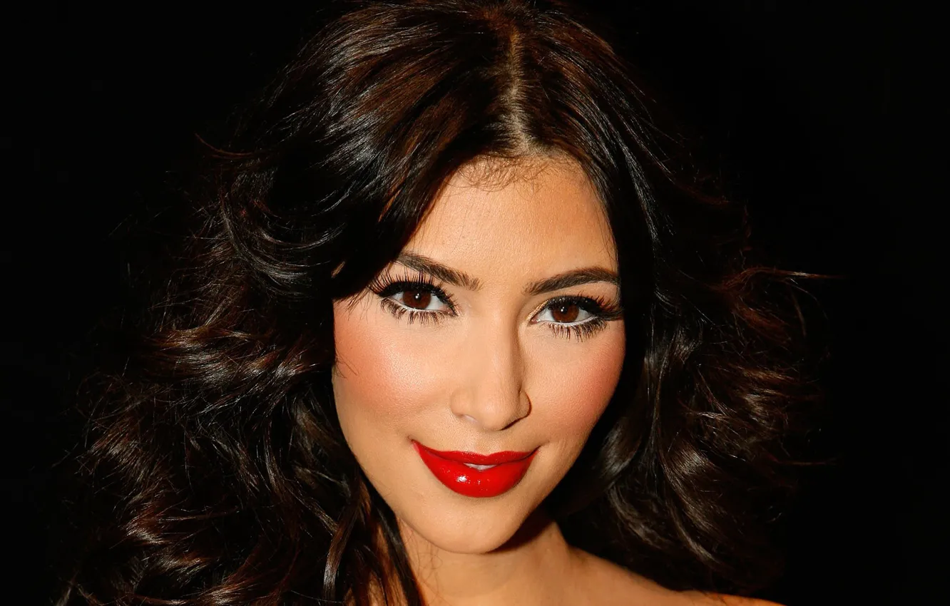 Photo wallpaper look, model, actress, lipstick, brunette, lips, Kim Kardashian