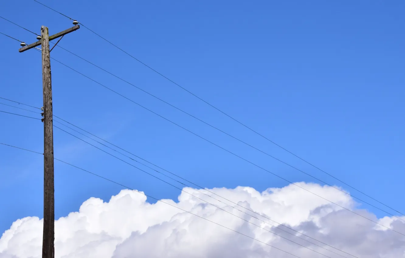Photo wallpaper the sky, posts, power lines