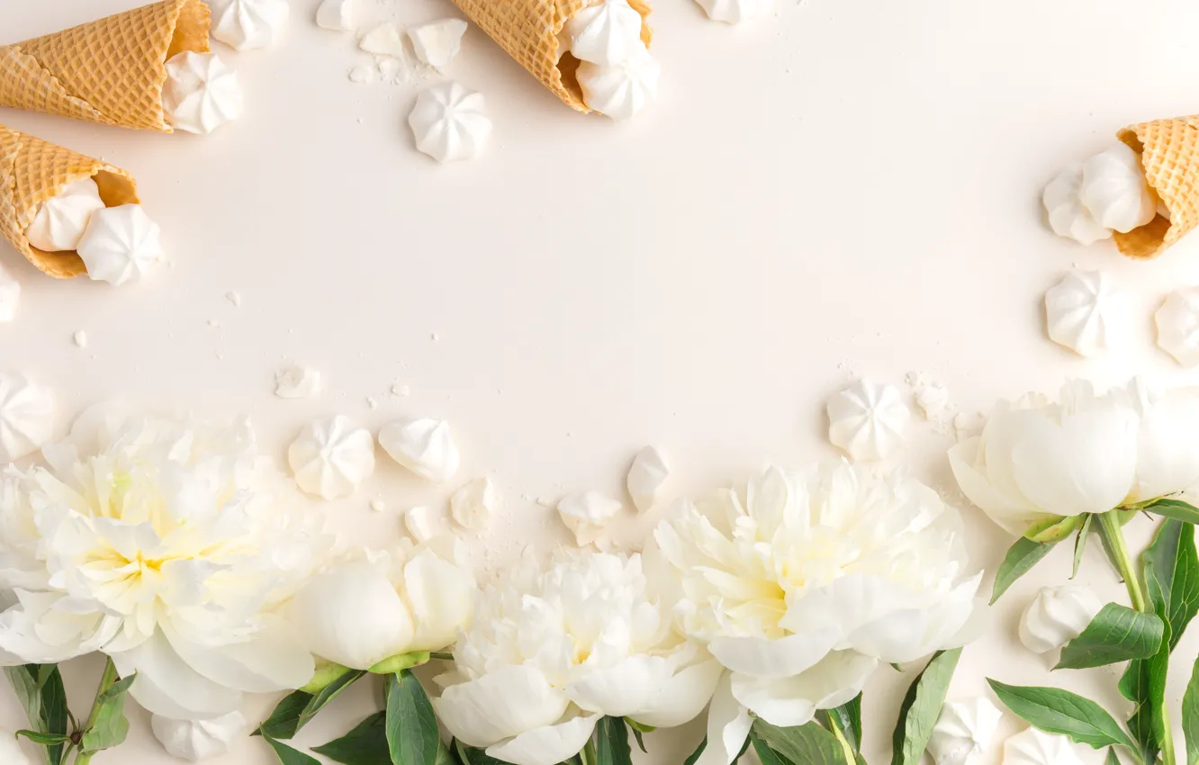 Photo wallpaper flowers, background, peonies, marshmallows
