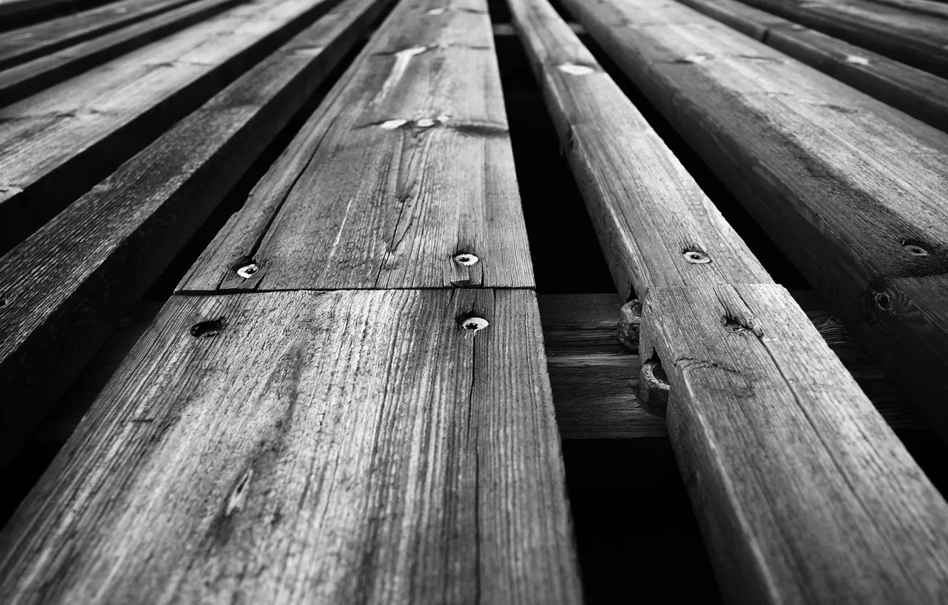 Photo wallpaper wood, screws, planks