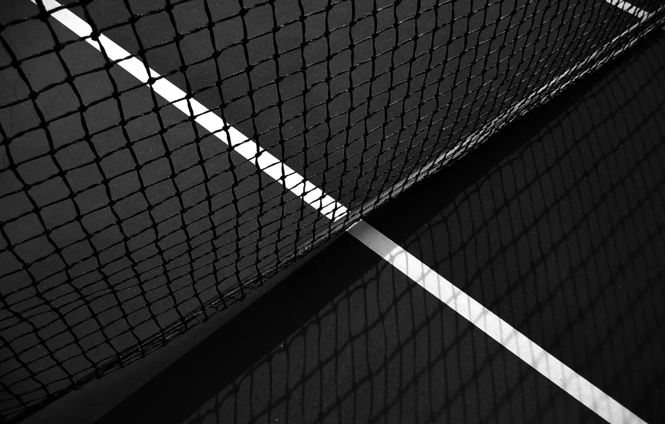 Photo wallpaper mesh, black and white, tennis