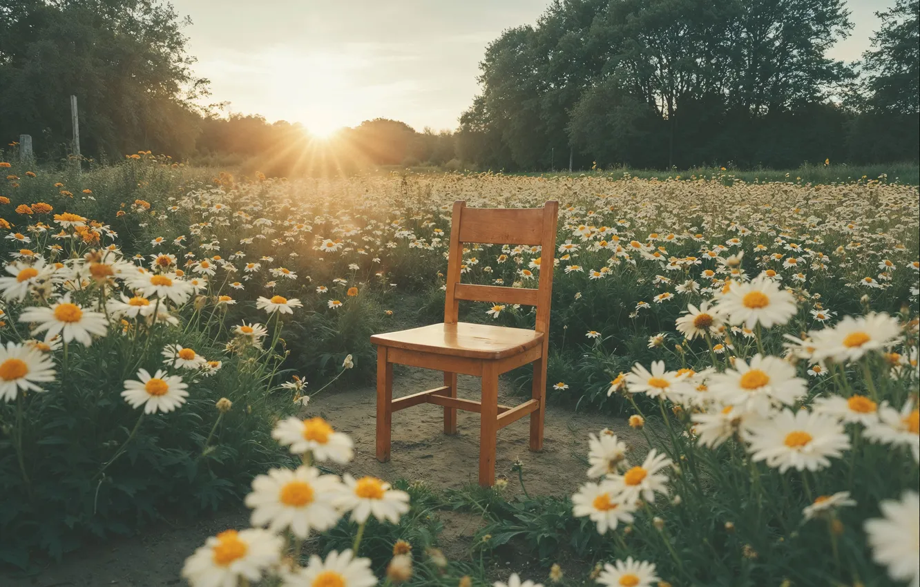 Photo wallpaper summer, flowers, retro, chamomile, spring, summer, sunshine, blossom