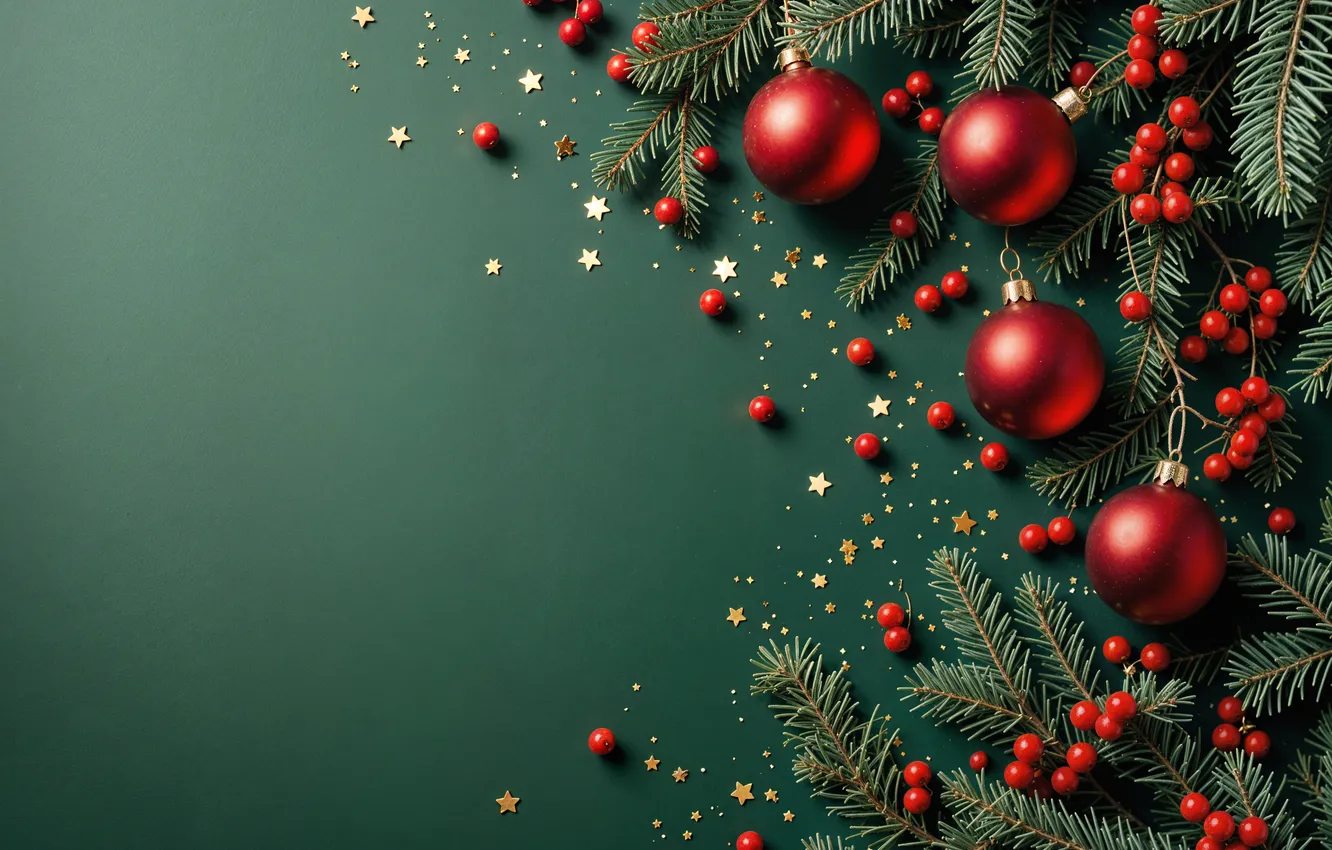 Photo wallpaper decoration, background, balls, new year, Christmas, golden, Christmas, balls