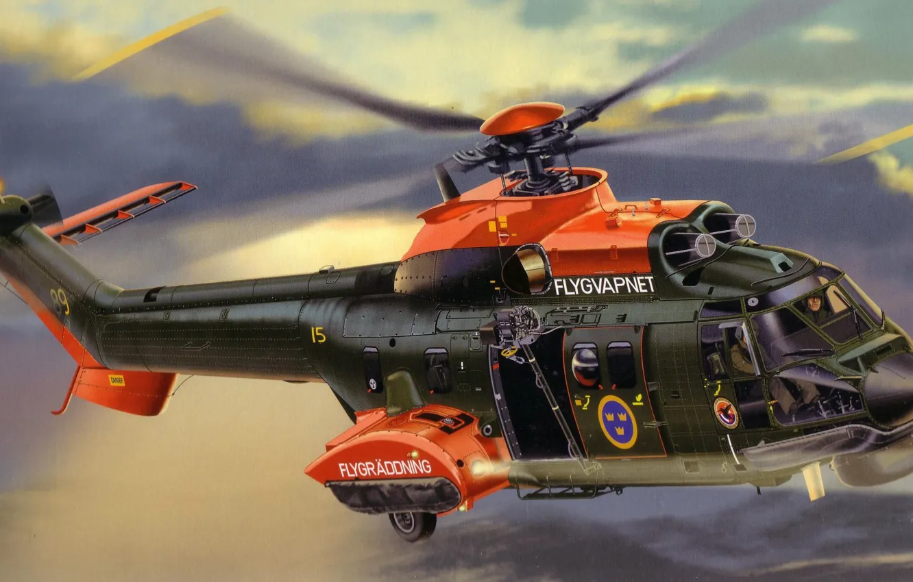 Photo wallpaper the sky, art, helicopter, chassis, military, countries, helicopter, Eurocopter