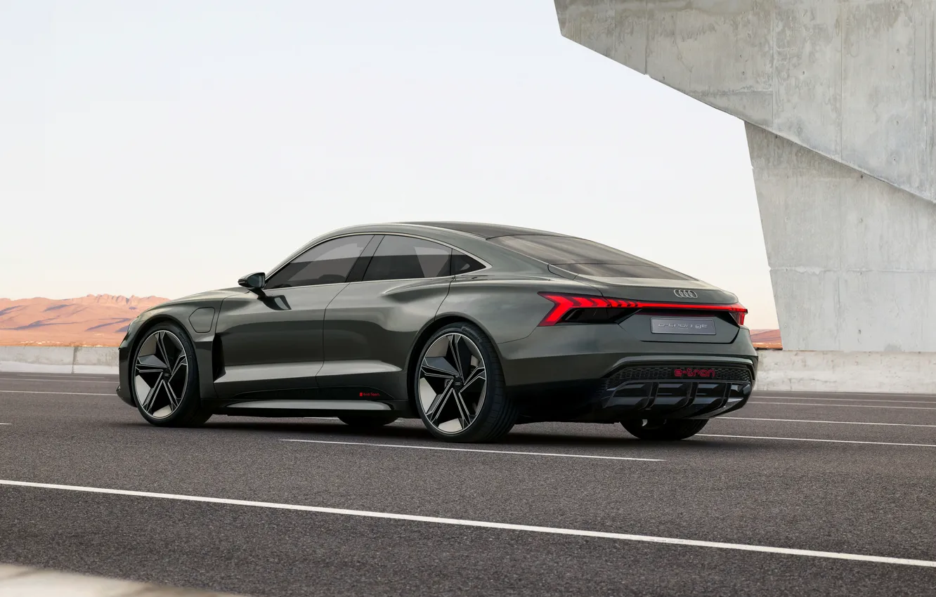 Photo wallpaper Audi, coupe, highway, 2018, e-tron GT Concept, the four-door