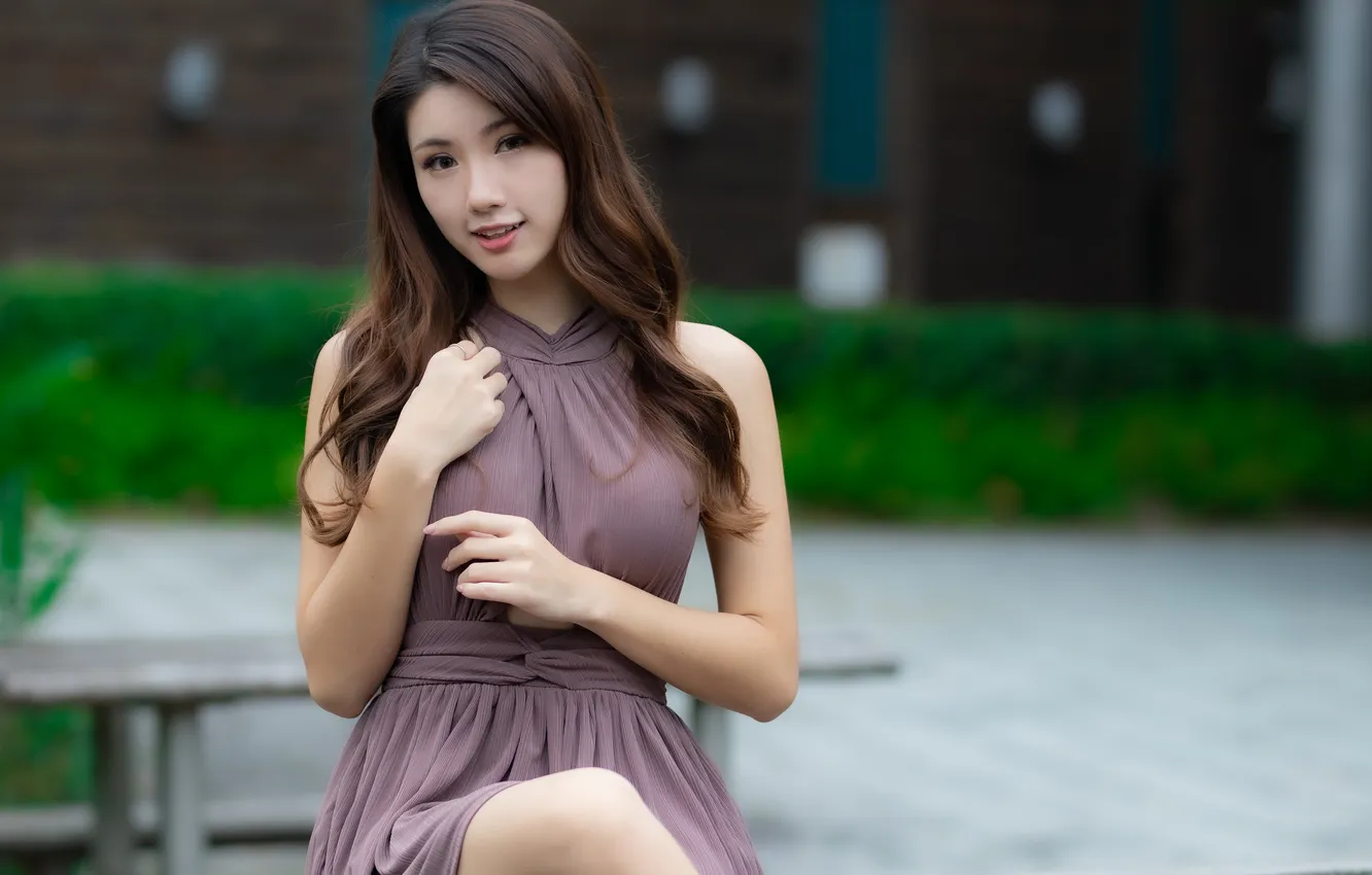 Photo wallpaper look, pose, model, portrait, hands, makeup, figure, dress