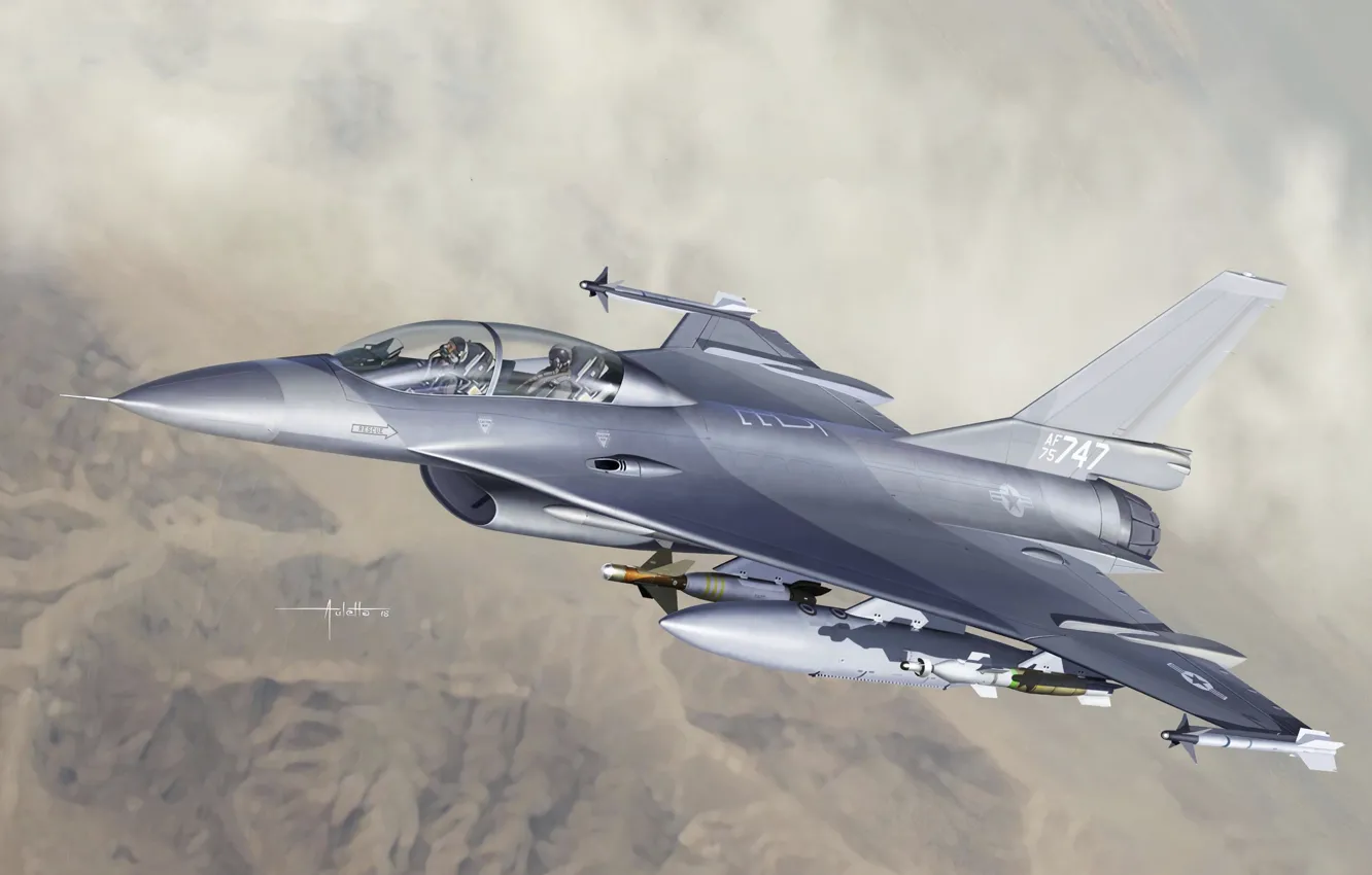 Photo wallpaper fighter, USA, Auletta, US Airforce, F-16XL-2, Experimental Fighter, Experimental aircraft