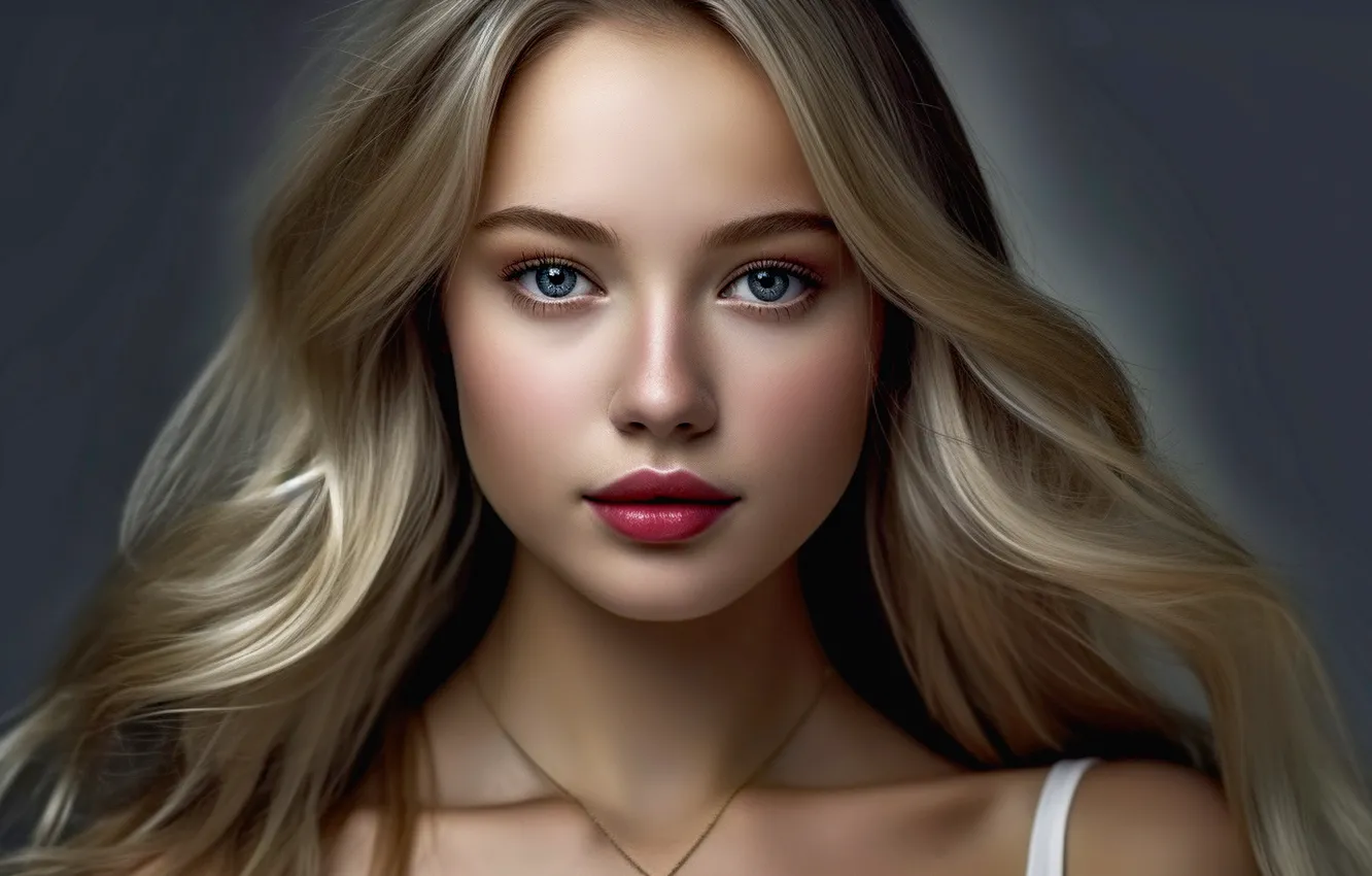 Wallpaper girl, portrait, blonde, AI art, neural network, the art of ...