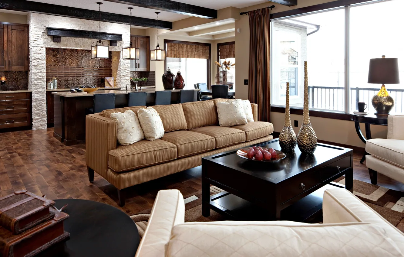 Photo wallpaper design, style, room, sofa, interior, pillow, book, vase