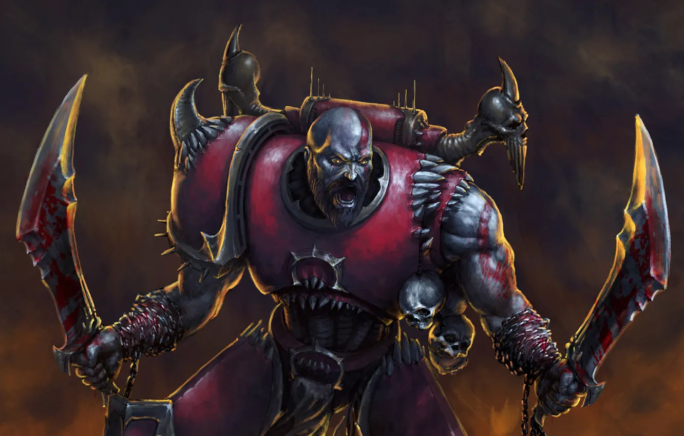 Photo wallpaper Kratos, God of War, Warhammer 40 000, blades of chaos