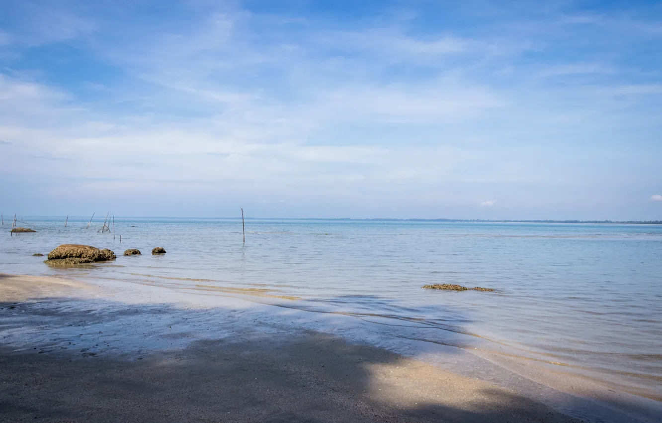 Photo wallpaper beach, sea, white sand, malaysia, kuantan, blue sea