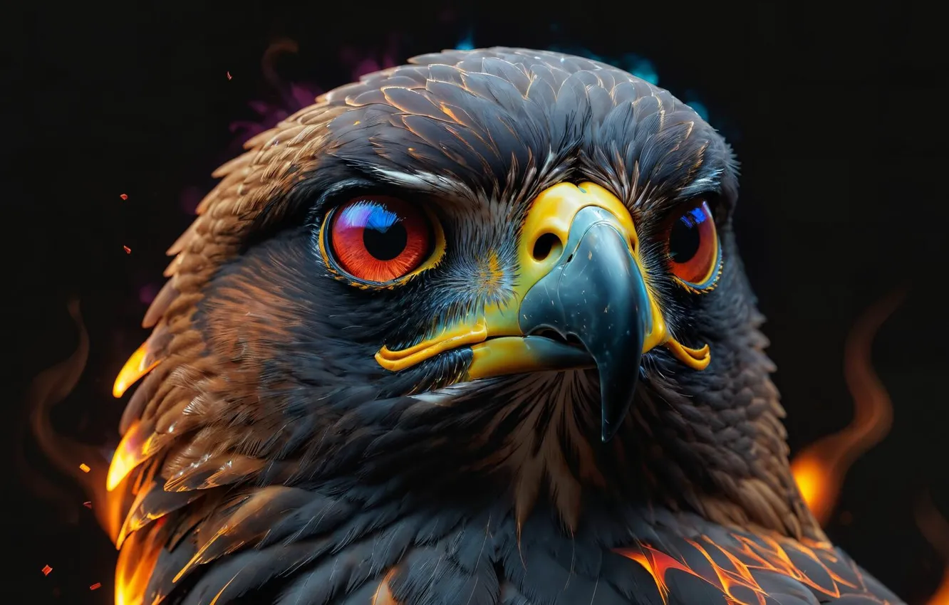 Photo wallpaper eyes, close-up, bird, eagle, head, beak, Falcon, Phoenix
