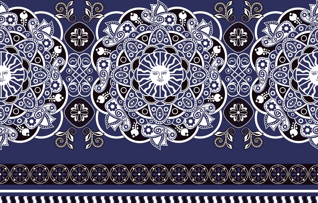 Photo wallpaper white, pattern, texture, ornament, blue background