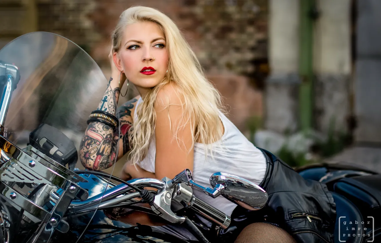 Photo wallpaper girl, motorcycle, Victoria Saletros