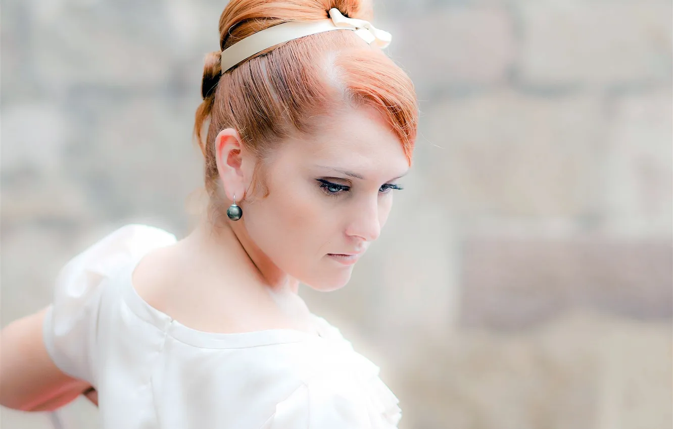 Photo wallpaper face, hair, portrait, hairstyle, red