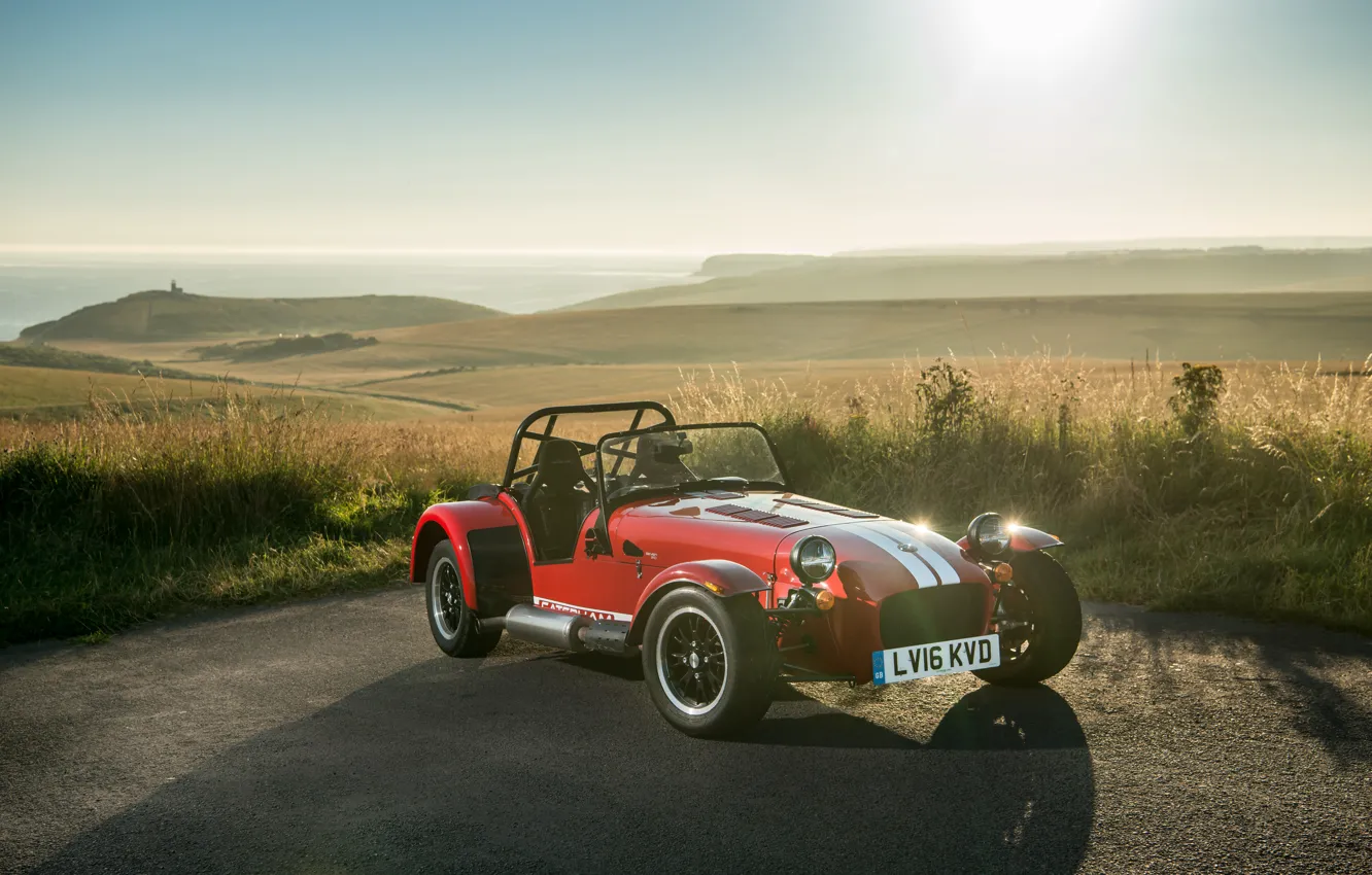 Photo wallpaper auto, the sun, light, light, red, sportcar, Seven, sun