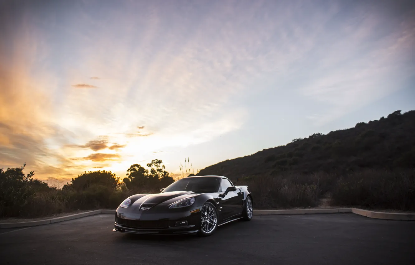 Photo wallpaper Corvette, ZR1, Black, C6