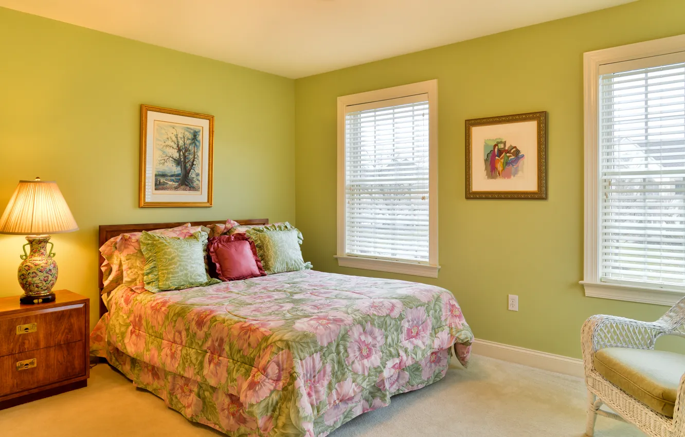 Photo wallpaper design, bed, interior, pillow, mansion, design, bedroom, interior