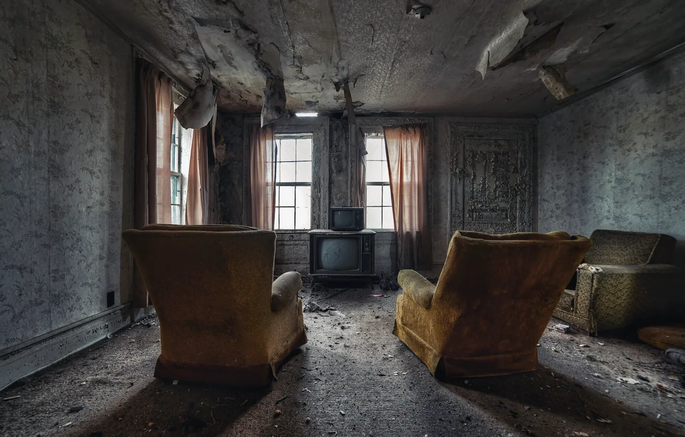 Photo wallpaper room, chair, TV