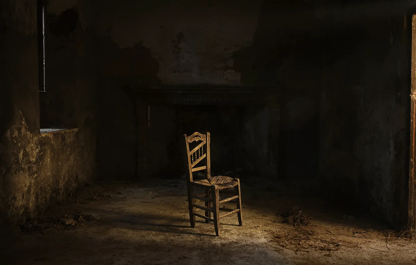 Photo wallpaper room, shadow, chair