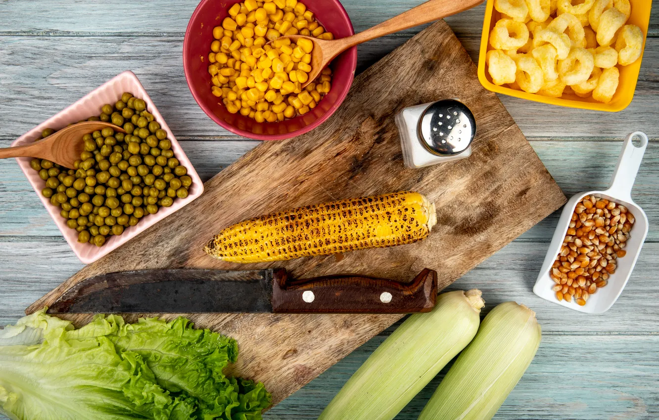 Photo wallpaper corn, the cob, corn grains