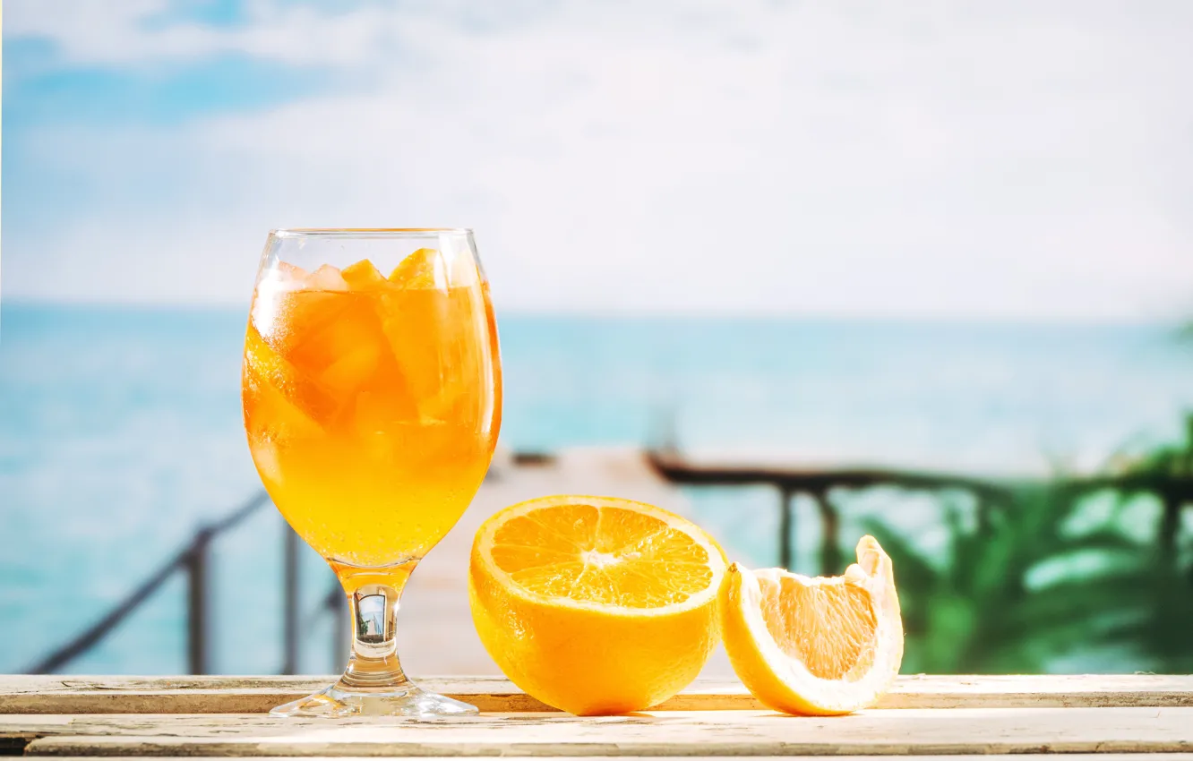 Photo wallpaper beach, summer, stay, orange, juice, juice, ice, summer
