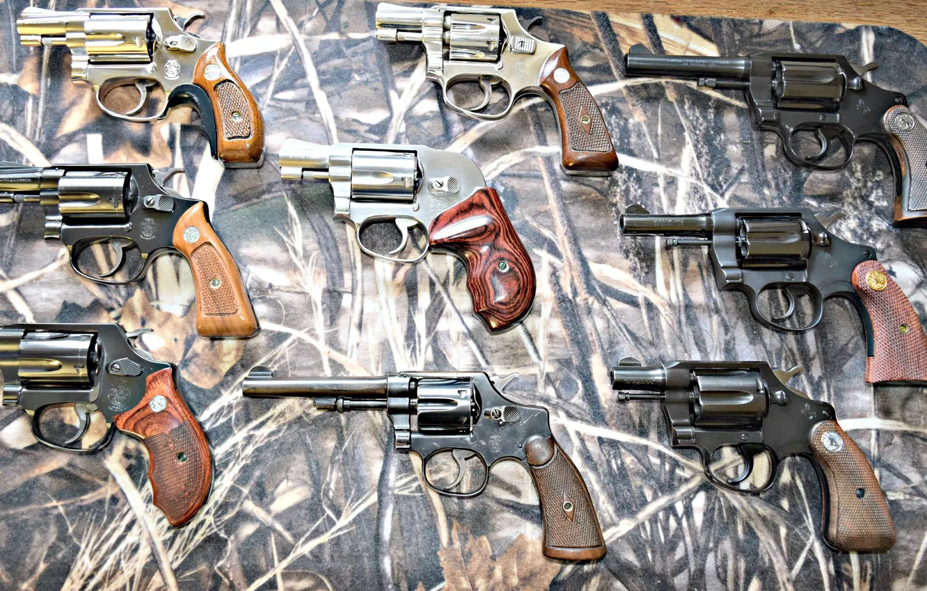 Photo wallpaper weapons, trunks, revolvers, many
