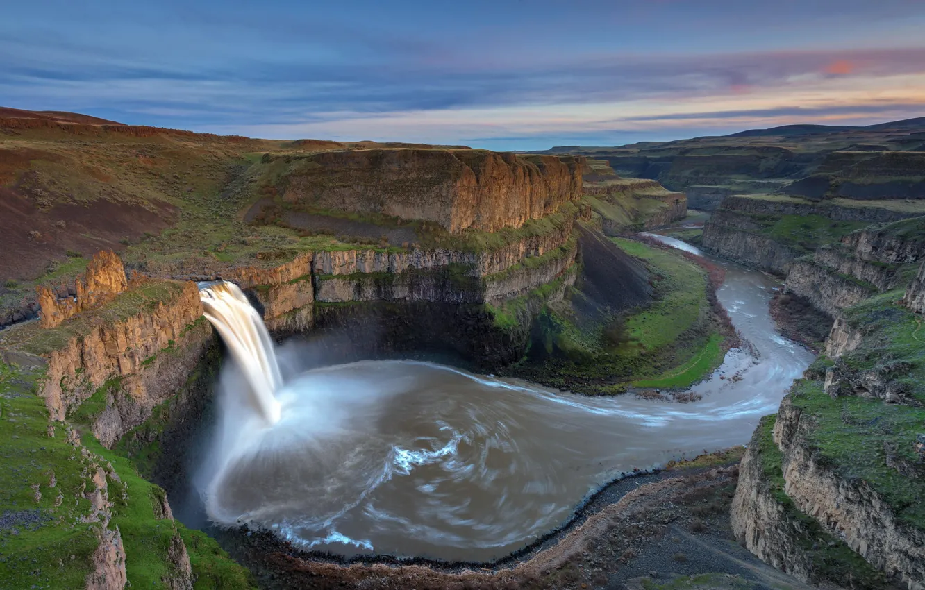 Photo wallpaper nature, river, rocks, waterfall