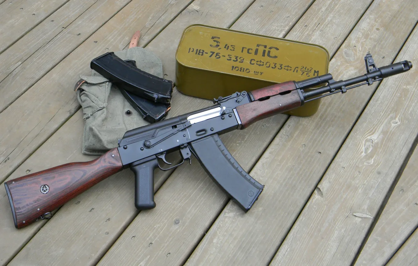 Photo wallpaper box, Board, shop, 2 pieces, Kalashnikov, AK-74