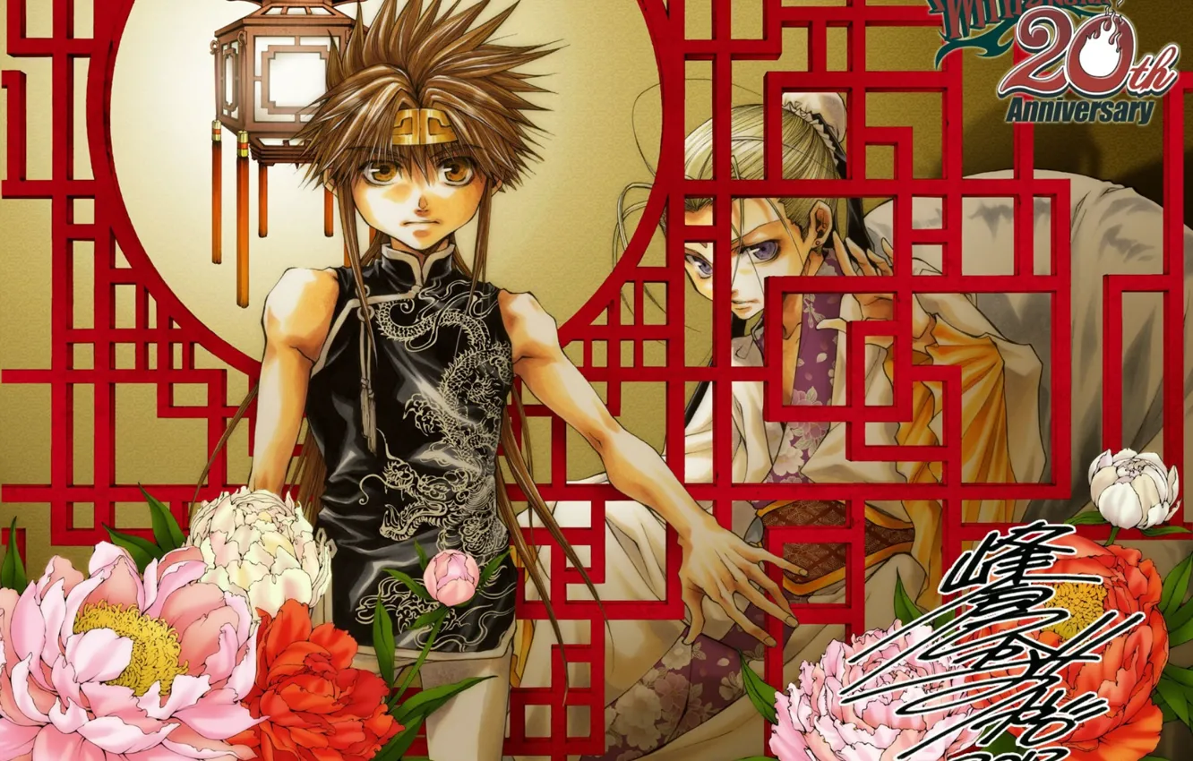 Photo wallpaper anime, boy, art, girl, Kazuya Minekura, Saiyuki Reload