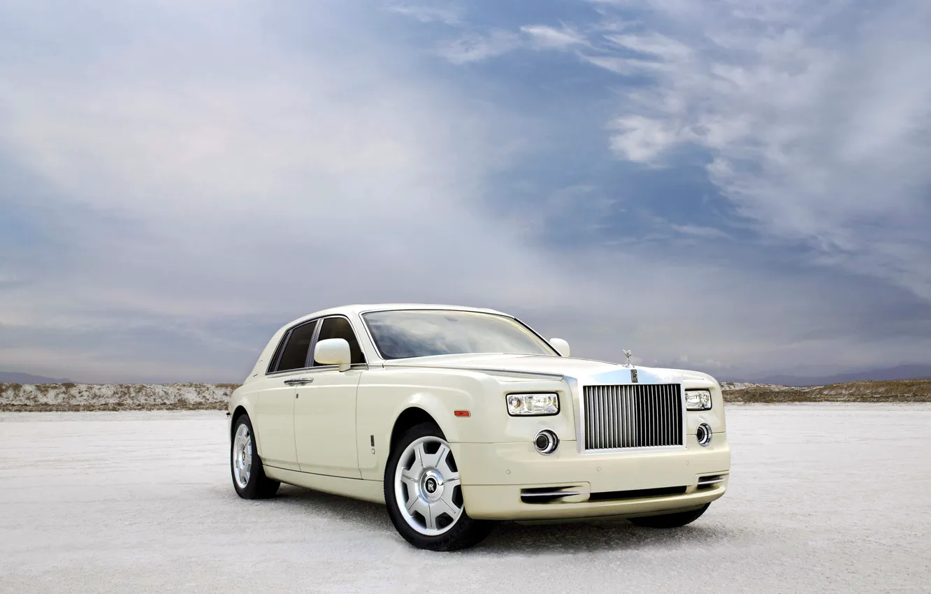 Photo wallpaper auto, White, rolls royce phantom