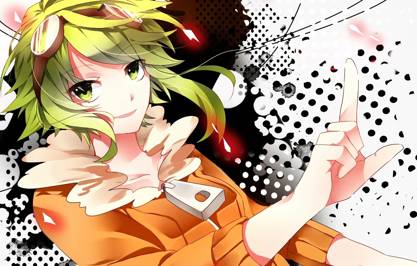 Photo wallpaper girl, hand, art, glasses, vocaloid, gumi, hibiya, life reset button